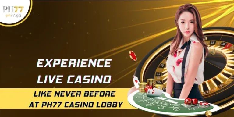 Sảnh casino trực tuyến FU88 với các bàn Baccarat, Roulette và người chia bài thật